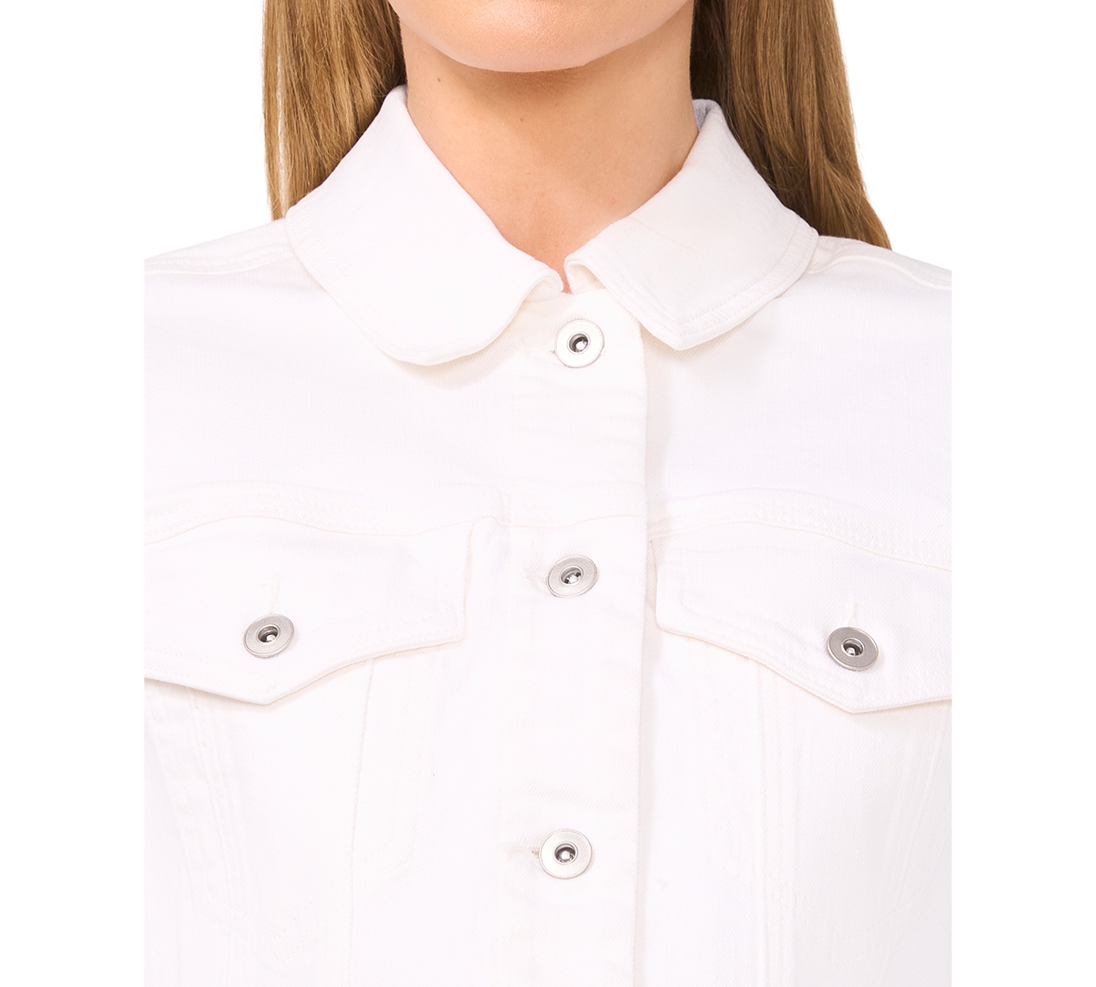 CECE WOMEN'S EYELET SCALLOPED-HEM DENIM JACKET 