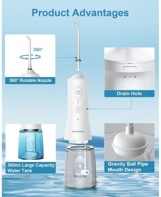 300ml Cordless Water Flosser with 4 Jet Tips, Portable Water Dental Flossers, IPX7 Waterproof Rechargeable Oral Irrigator with 4 Modes for Home Travel