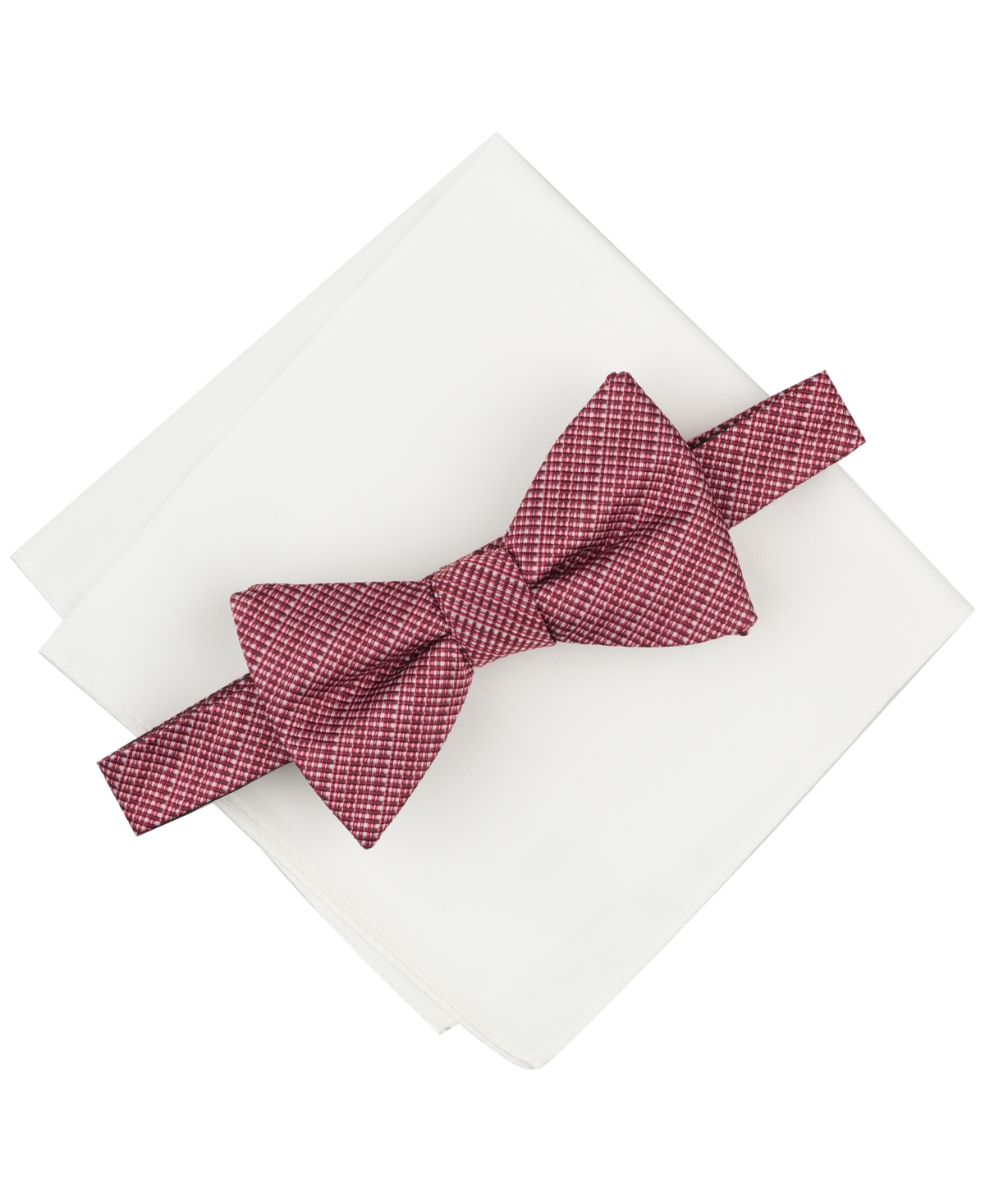 Men's Balaton Stripe Bow Tie & Solid Pocket Square Set, Exclusively at Macy's - Red