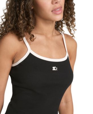 Women's Ringer Contrast-Strap Square-Neck Tank Top