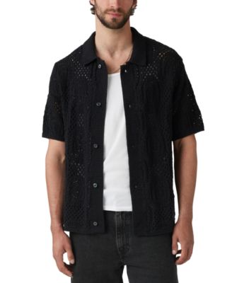 Levi's - Men's Straight-Fit Pointelle Crochet Button-Down Camp Shirt