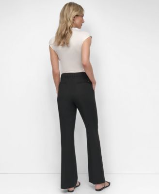 Women's Pintuck Mid-Rise Flare-Leg Pants