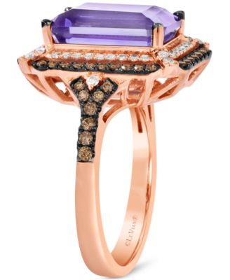 Deep Sea Blue Topaz (3-7/8 ct. t.w.) & Diamond (5/8 ct. t.w.) Double Halo Ring in 14k Rose Gold (Also Available in 14K White Gold or 14k Yellow Gold)