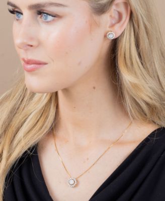 Diamond Openwork Halo Cluster Stud Earrings (1 ct. t.w.) in 14k Two Tone Gold