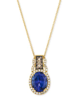 Blueberry Tanzanite (2-1/2 ct. t.w.) & Diamond (1/4 ct. t.w.) 20" Adjustable Pendant Necklace in 14k White Gold