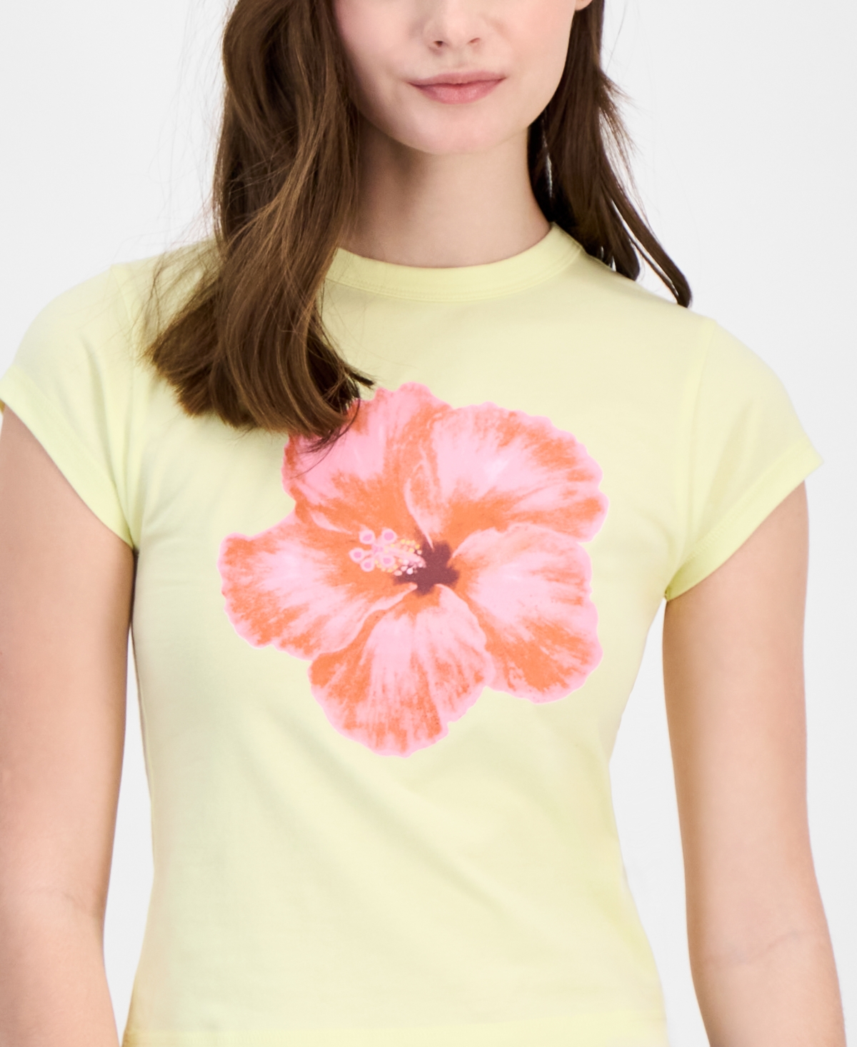 Grayson Threads, The Label Juniors' Hibiscus Graphic Baby T-shirt In Yellow