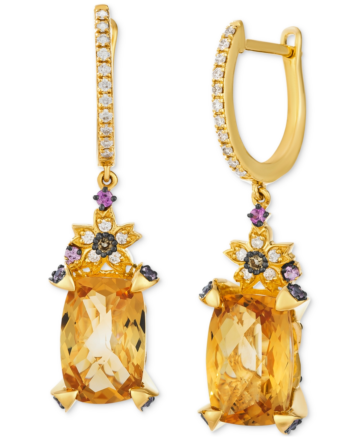 Le Vian Citrine (7-1/20 Ct. T.w.), Pink Sapphire Ombres (3/4 Ct. T.w.) & Vanilla Diamonds (1/4 Ct. T.w.) Cha In Yellow Gold