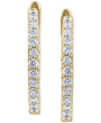 Diamond Small Hoop Earrings (1 ct. t.w.) in 14K White or Yellow Gold