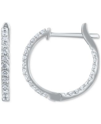 Diamond Small Hoop Earrings (1 ct. t.w.) in 14K White or Yellow Gold