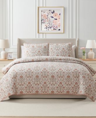 Seventh Studio - Province Floral Damask Pinsonic Microfiber 3-Pc. Quilt Set, King