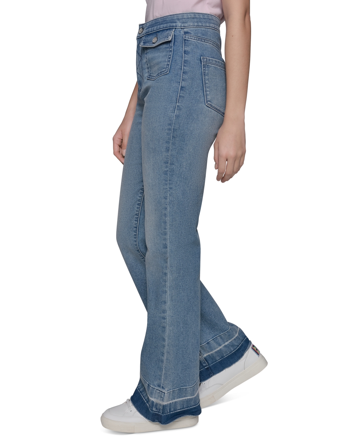 Shop Karl Lagerfeld Women's Patch Pocket Flare-leg Jeans