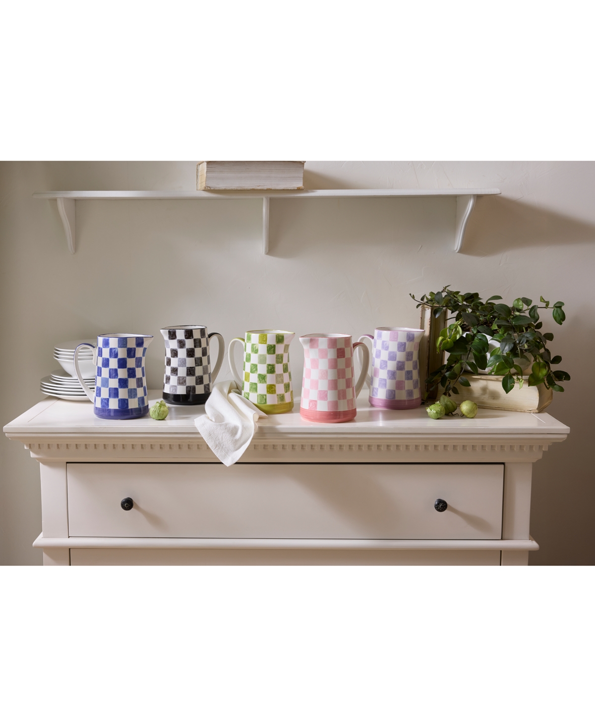 Shop Mackenzie-childs Pink Check Pitcher