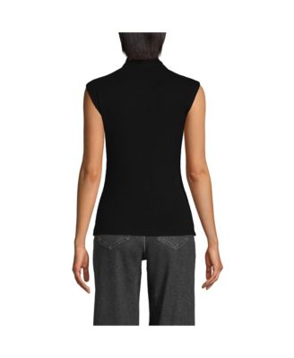 Women's Cap Sleeve Drapey Rib Fitted Funnel Neck Tank