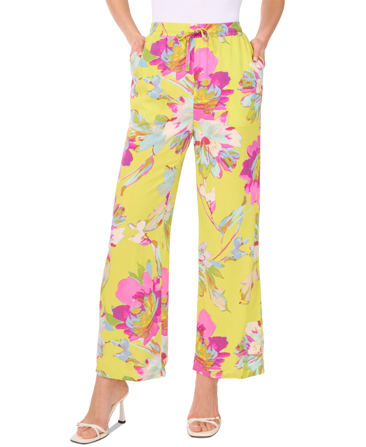 VINCE CAMUTO WOMEN'S FLORAL-PRINT WIDE-LEG PANTS 