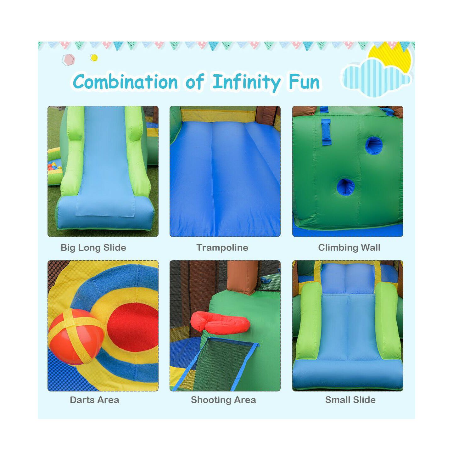 Детская игрушка Slickblue Jungle Bounce House Castle with Mesh Safety Netting, Accommodates 3 Children, Ages 3+, цвет: Разноцветный — фото 8