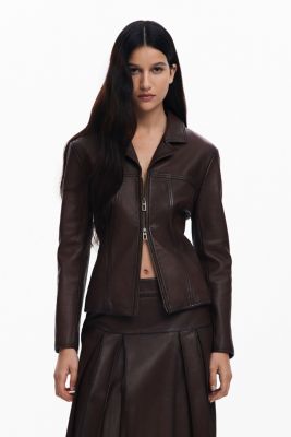 Women's Peplum leather biker jacket