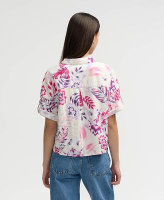 Women s Button Front Cropped Shirt