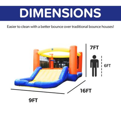 HeroKiddo Orange Small Bounce House Water Slide with Pool for Little Kids and Toddlers (with Blower), Jump and Slide, Basketball Hoop, Backyard Water Park, Outdoor Indoor, Wet Dry Use, Bouncy House