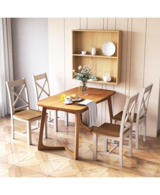 Wooden Dining Chairs Set of 2 with High Back and Rubber Wood Frame