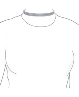 Simple Classic Sparkly 3 Row Rhinestone Necklace Rhodium Plated