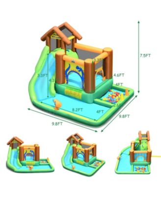 Inflatable Water Slide Bounce House with Climbing Wall Fun Outdoor Playset for Kids