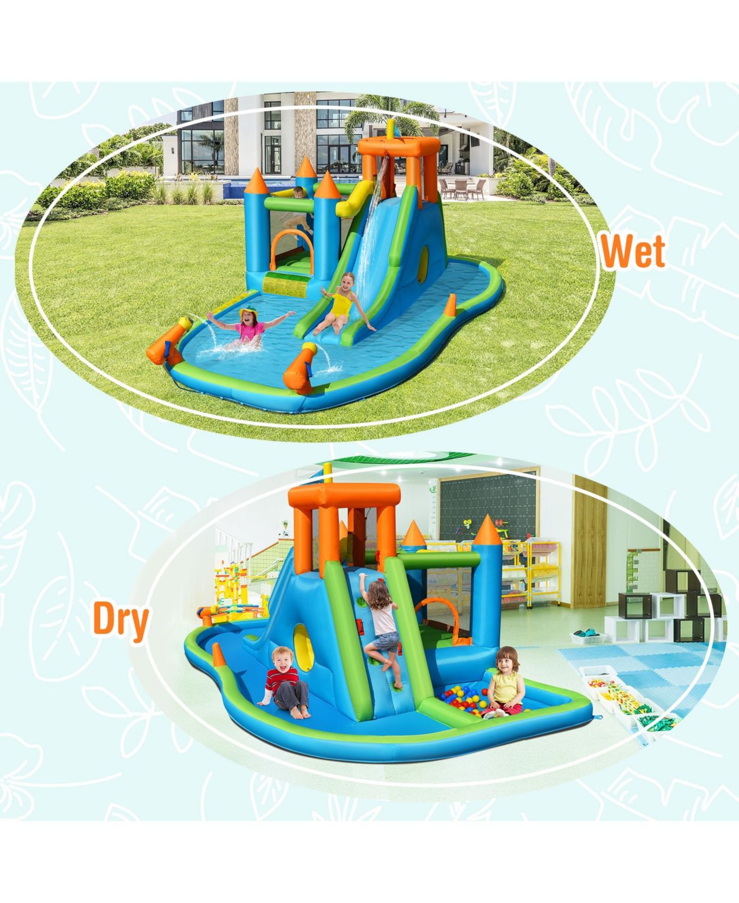 Детская игрушка Slickblue Water Slide Bounce House with Climbing Wall, Accommodates 3-6 Kids, Ages 3+, цвет: Синий — фото 5