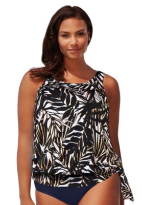 Women's Side Tie Blouson Tankini Top