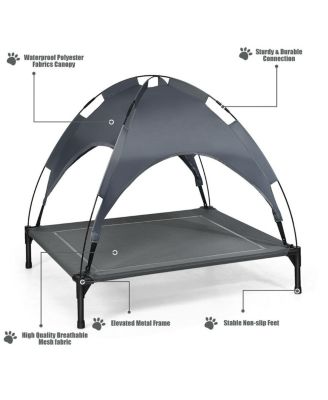 Portable Elevated Outdoor Pet Bed with Removable Canopy Shade