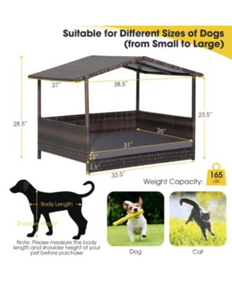 Wicker Outdoor Dog House with Weatherproof Roof