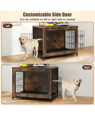 Dog Crate Furniture with Double Lockable Doors and Removable Pull-out Tray