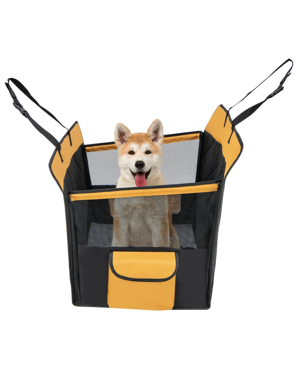 Dog Car Seat Cover with Mesh Window for Small and Medium Dogs - Black