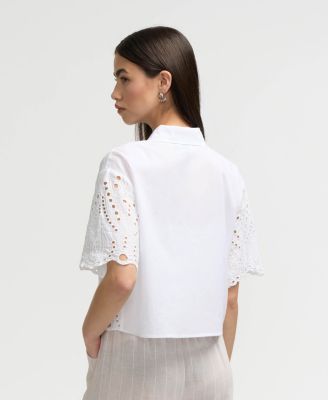 Women s Embroidered Scallop Edge Shirt