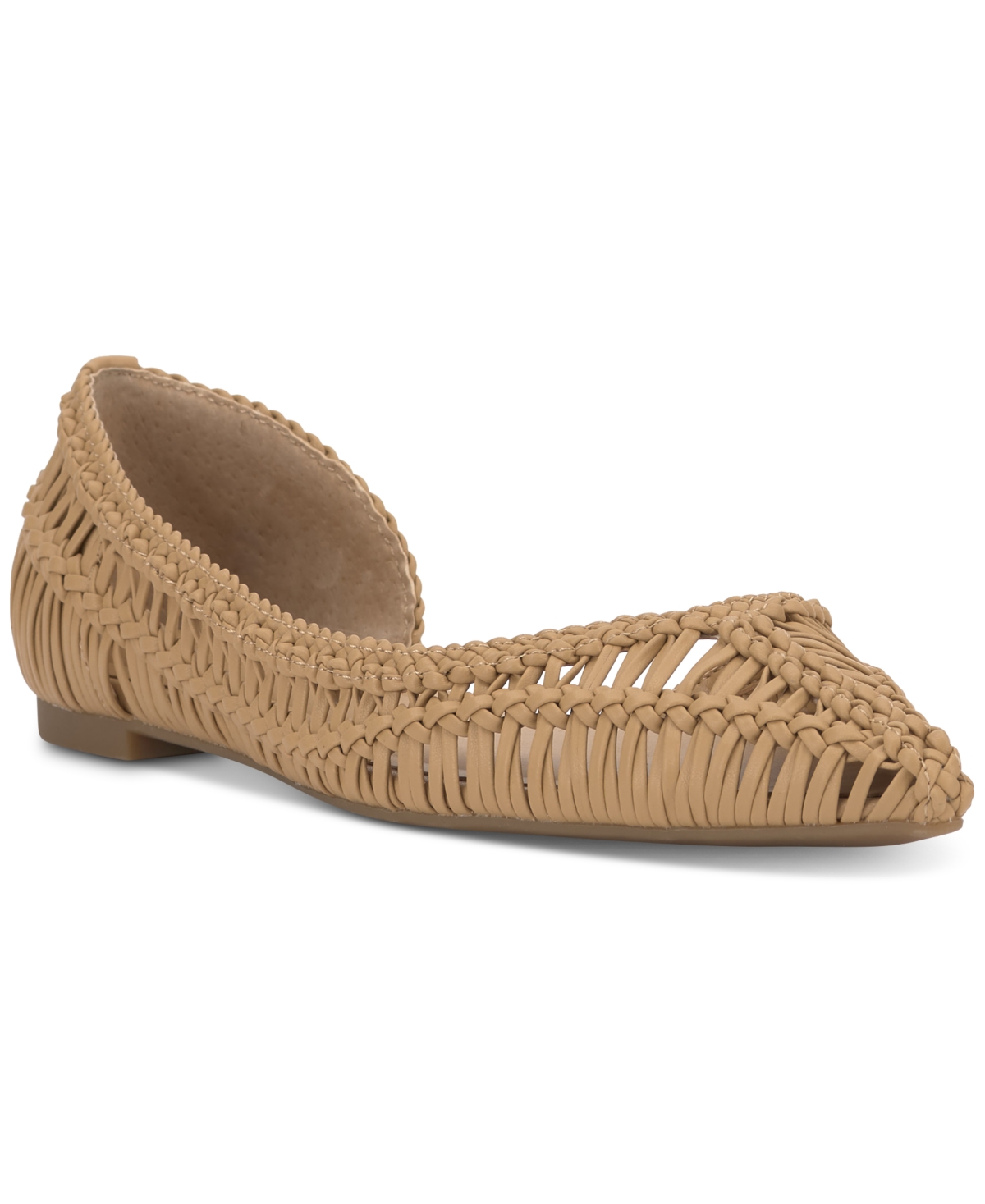 Inc International Concepts Women's Abron Pointed D'orsay Flats, Exclusively At Macy's In English Walnut Woven