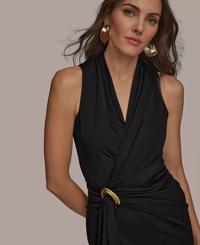 Women's Draped Wrap-effect Gown - thumbnail 4