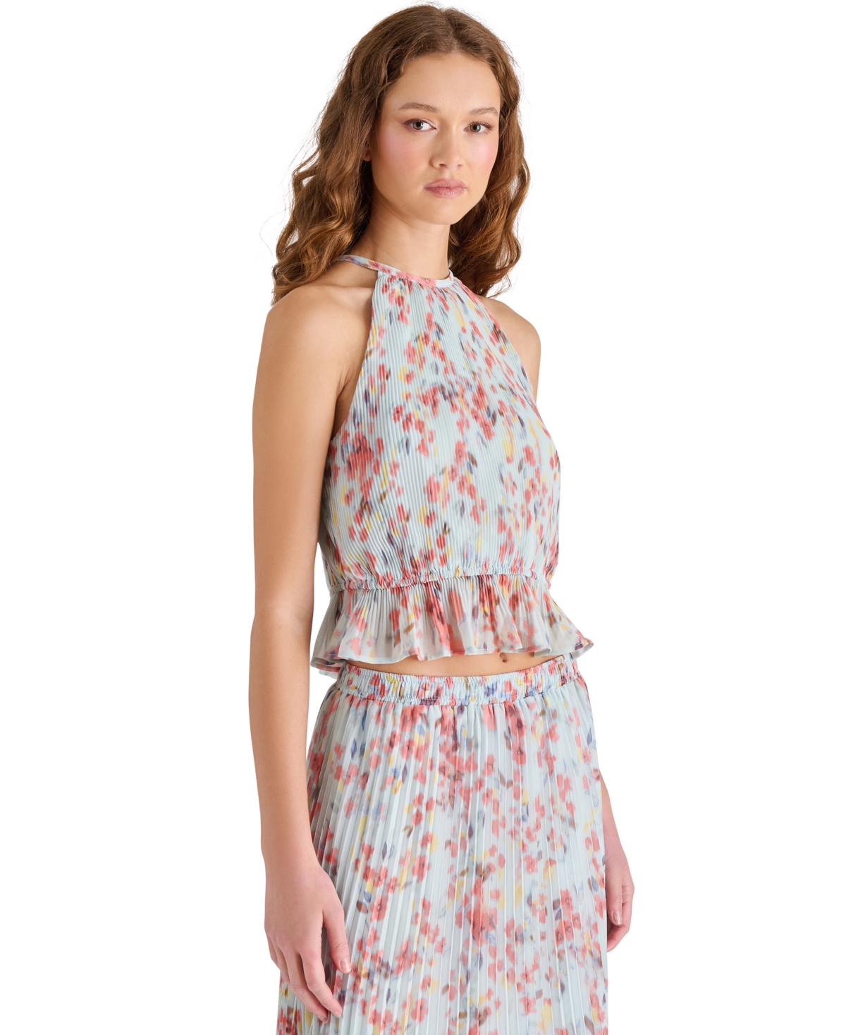 Steve Madden Women's Raina Printed Pleated Midi Skirt In Iris Blue