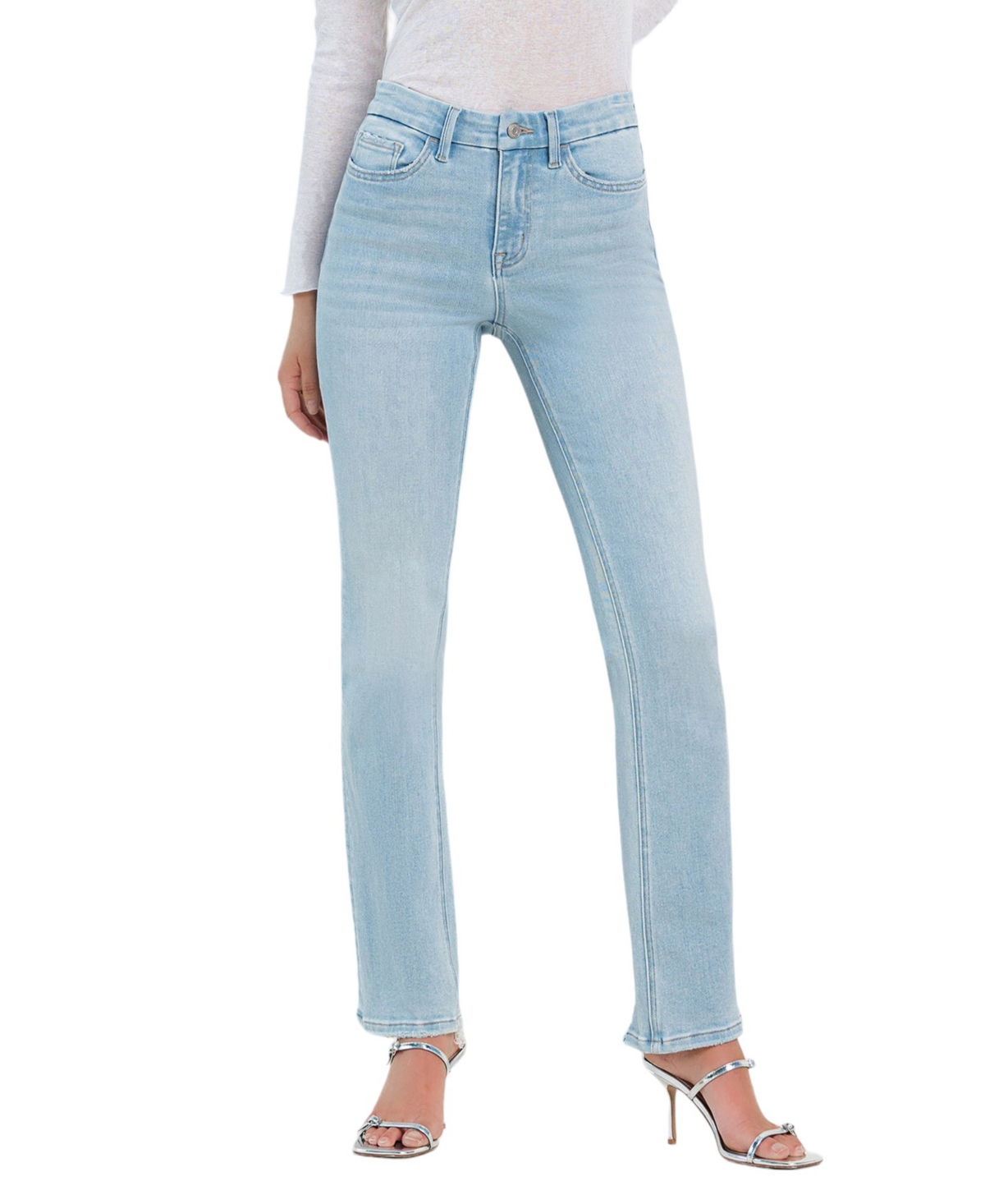 Women's High Rise Distressed Hem Bootcut Jeans - Well connected blue