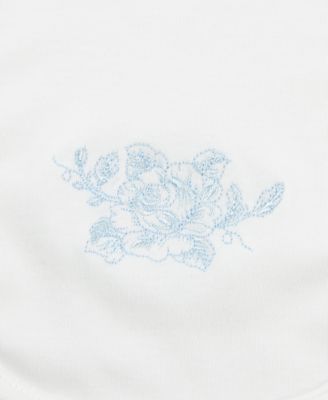 Baby Girls Blue Roses Cotton Burp Cloth & Bibs, 3 Piece Set