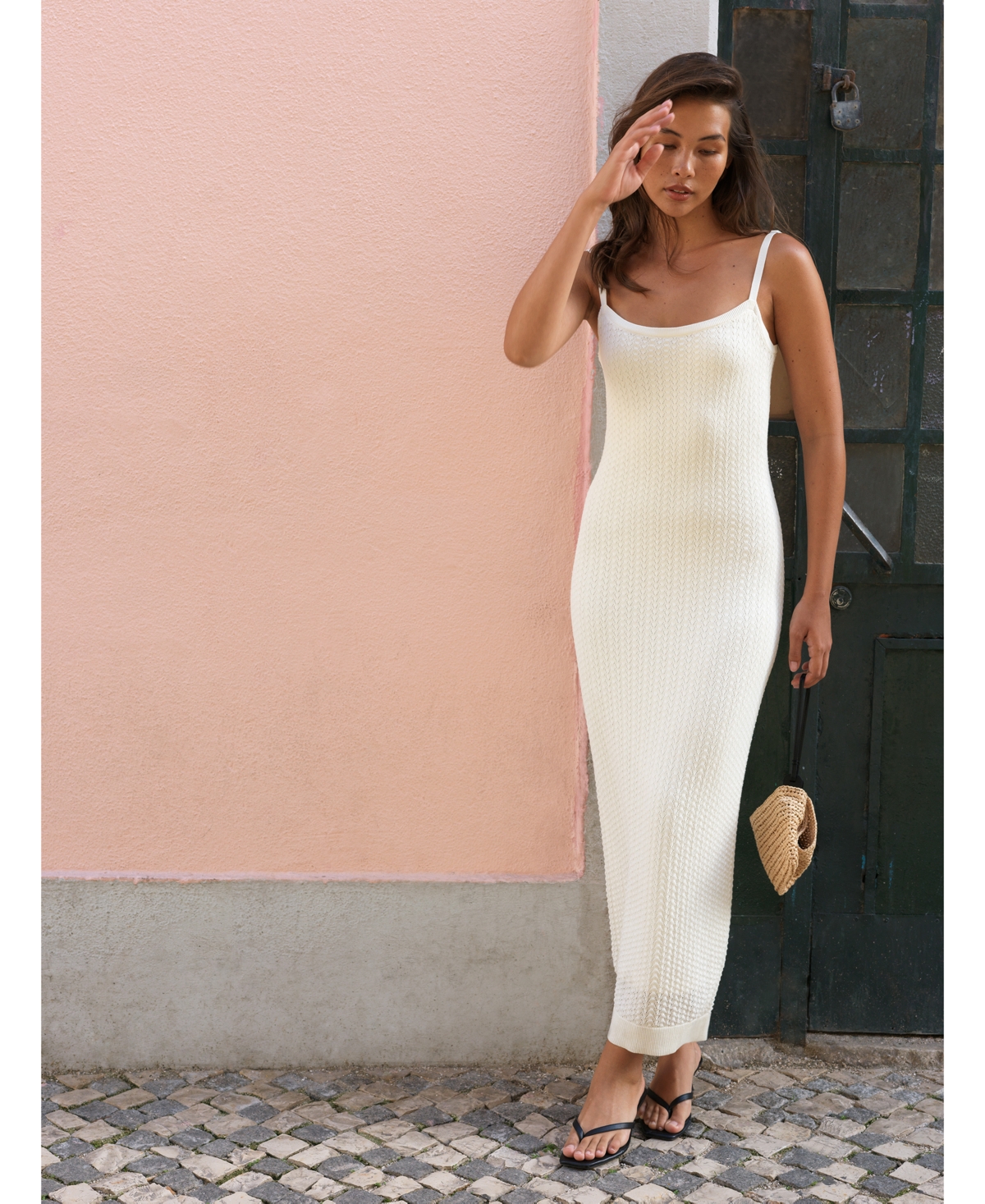 French Connection Cotton Pointelle Maxi Dress  Dresses In Cream