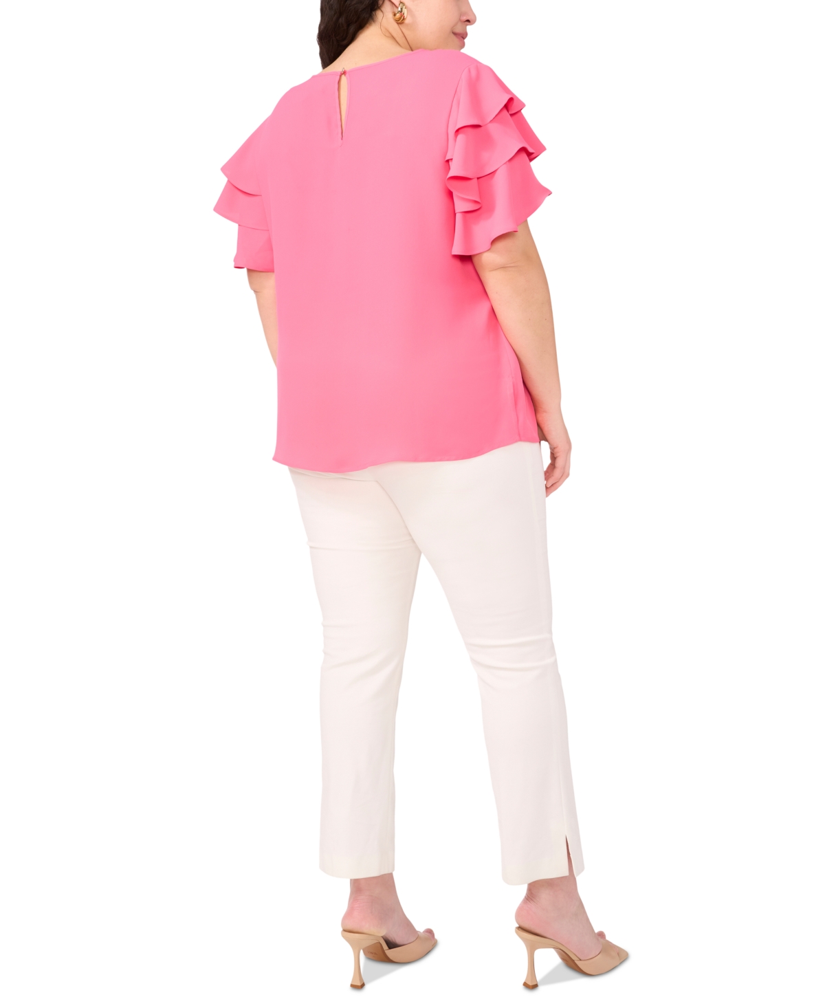 VINCE CAMUTO PLUS SIZE TIERED RUFFLE-SLEEVE BLOUSE 
