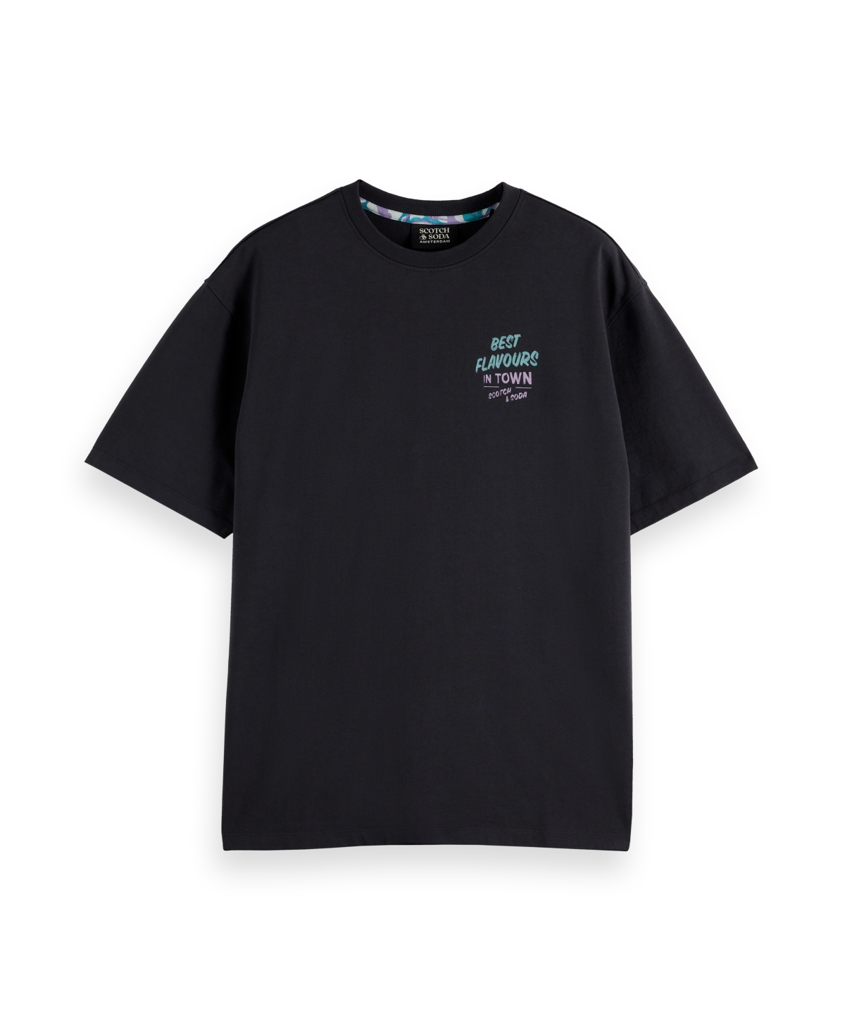 Scotch & Soda Relaxed Graphic Tee In Washed Black