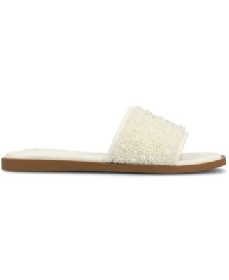 Women's Precly Faux Pearl Single Band Flat Sandals