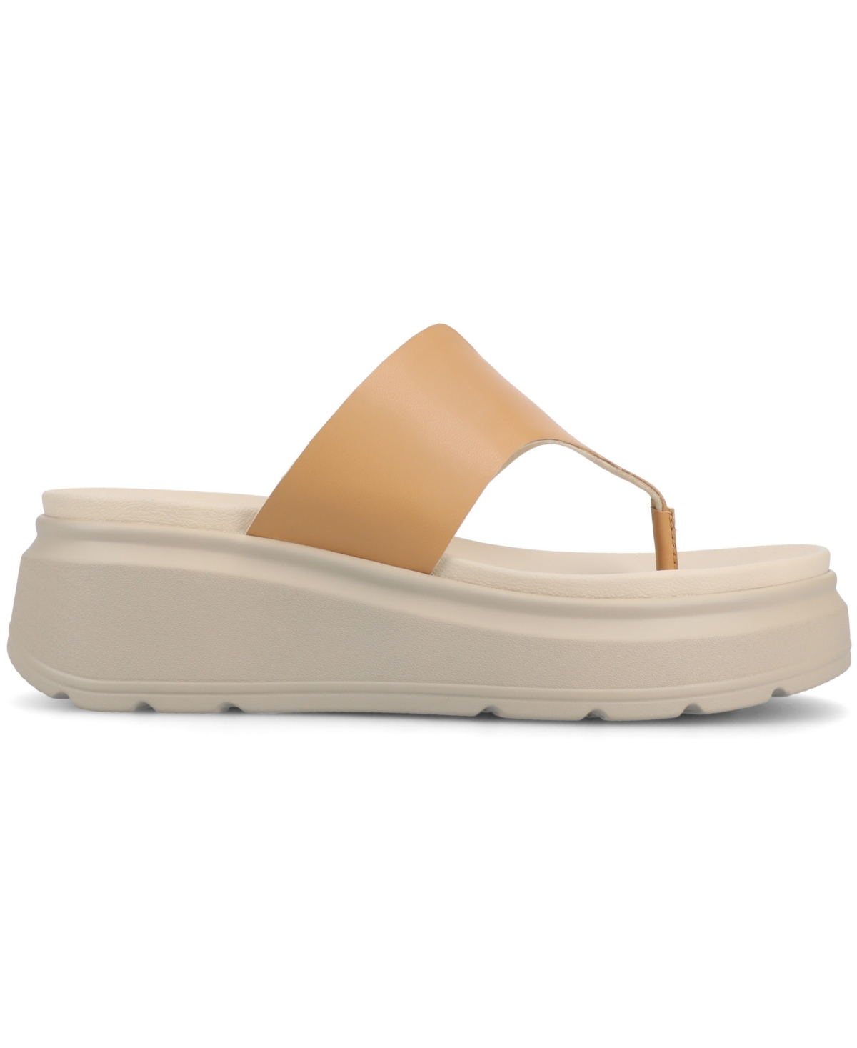 Journee Collection Carah Platform Wedge Sandal In Tan