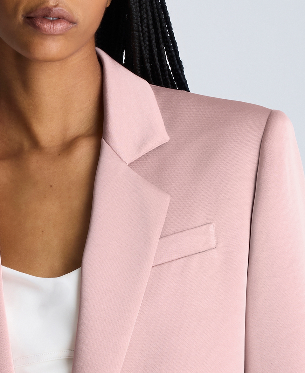 Kenneth Cole Satin Twill One Button Notch Collar Jacket In Rose