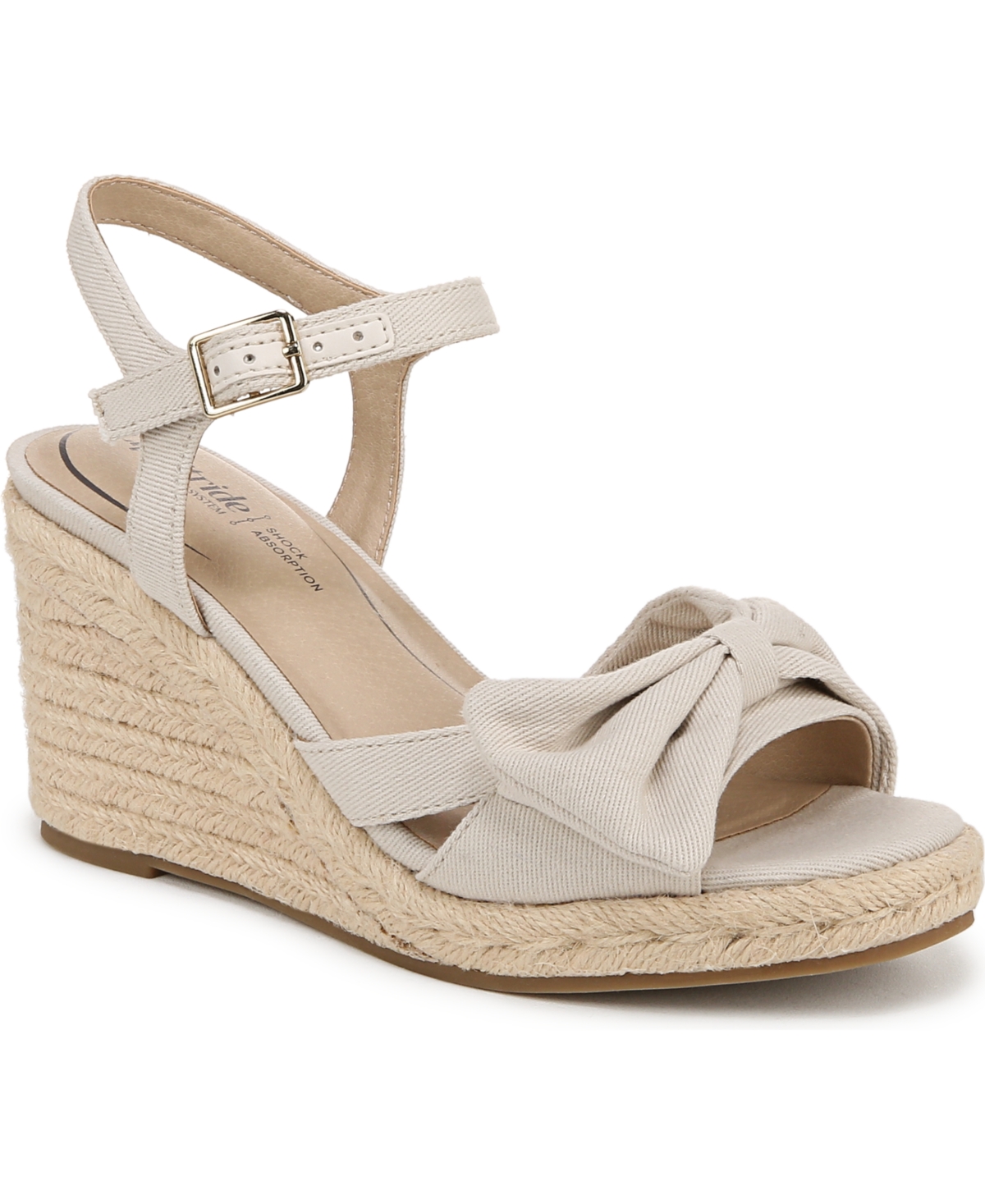 Shop Lifestride Women's Tahlia Open Roundtoe Espadrille Wedge Sandals In Bone White Fabric