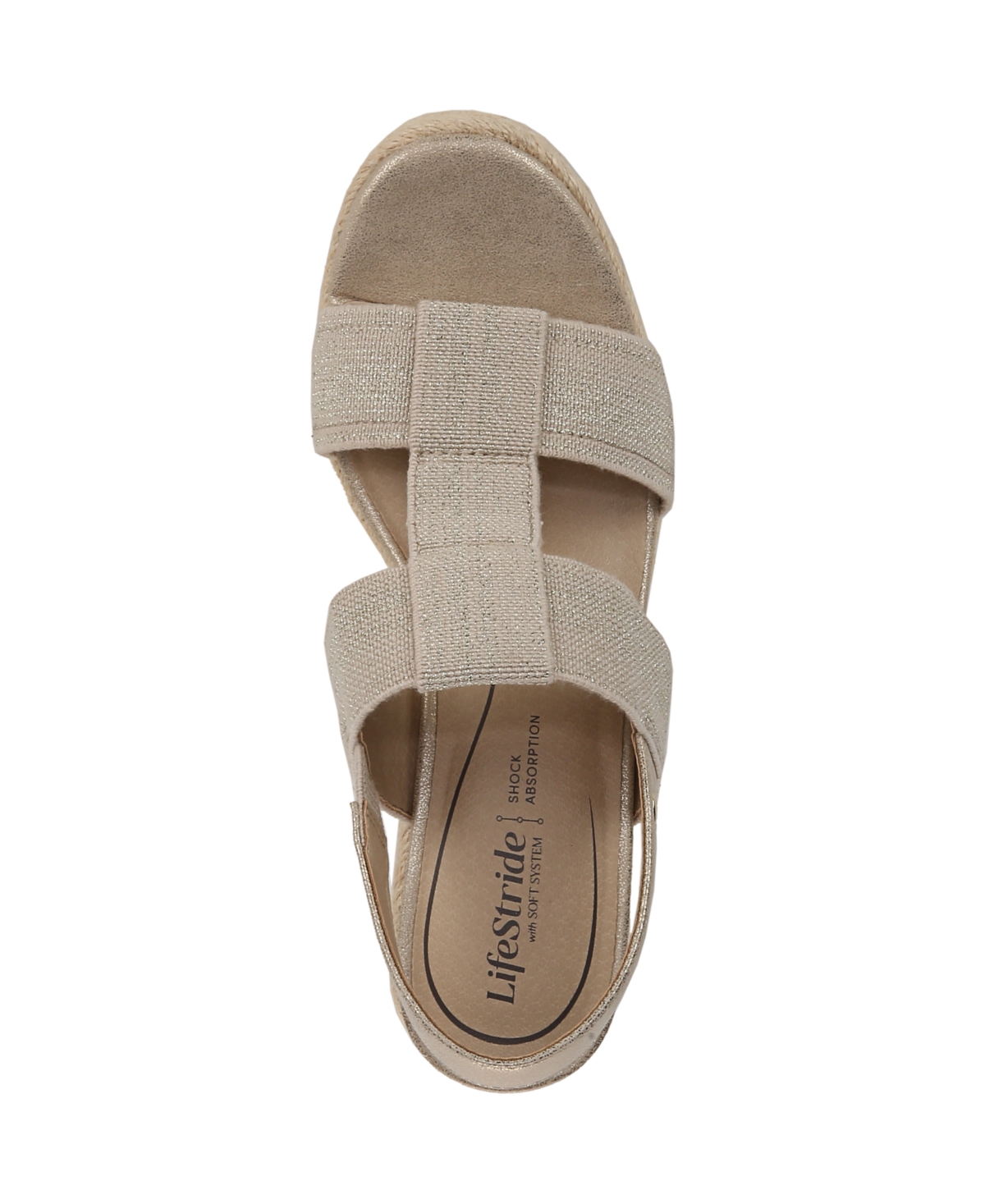 Shop Lifestride Women's Tallulah Espadrille Wedge Sandals In Gold Fabric,faux Leather