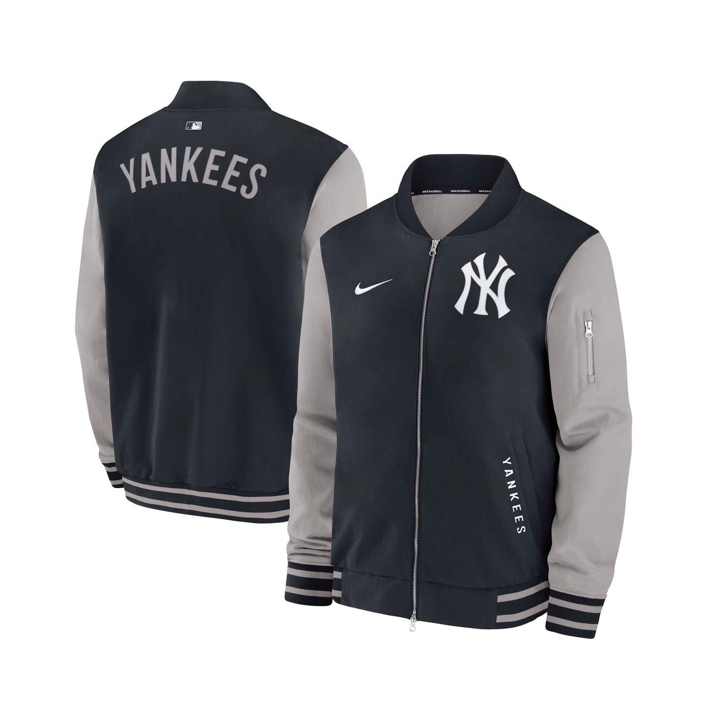 Мужская куртка Nike Navy/Gray New York Yankees Authentic Collection Dugout Full-Zip Bomber — фото 1