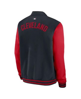 Men's Navy/Red Cleveland Guardians Authentic Collection Dugout Full-Zip Bomber Jacket