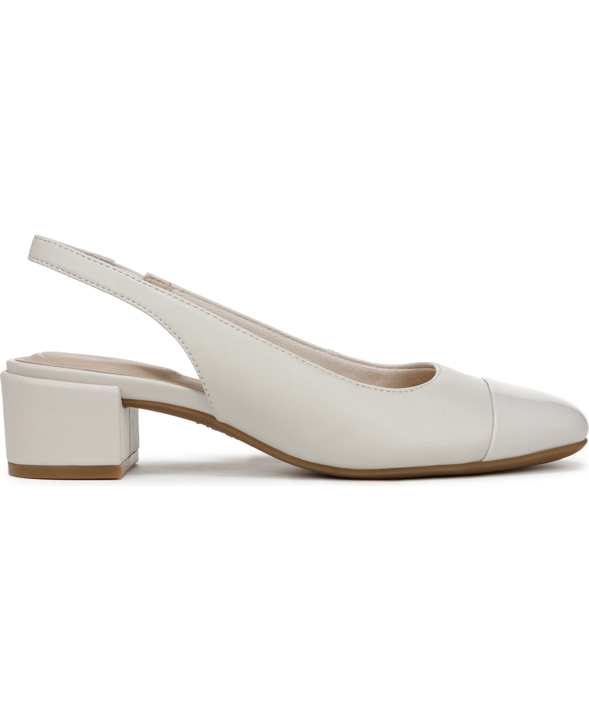 LIFESTRIDE WOMEN'S BECOMING ROUND CAP TOE BLOCK HEEL SLINGBACK PUMPS 