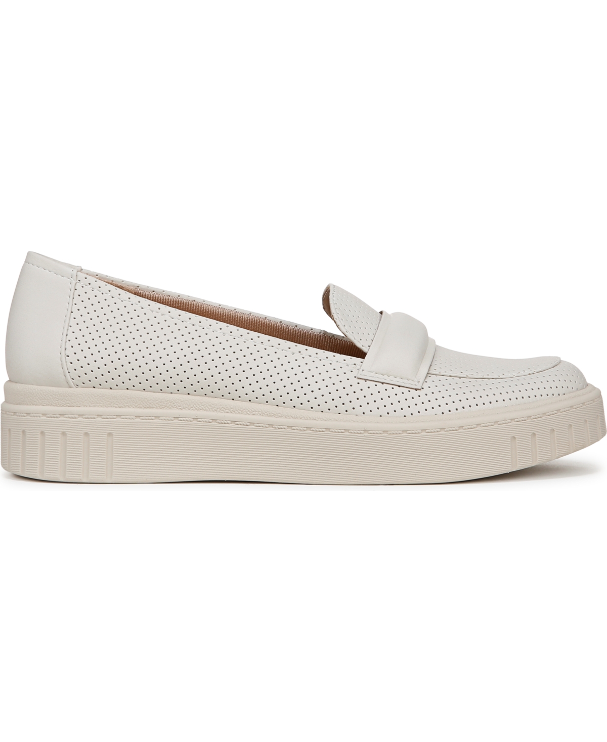 Shop Lifestride Women's Geneva-chop Closed Round Toe Platform Penny Loafers In Cloud White Faux Leather