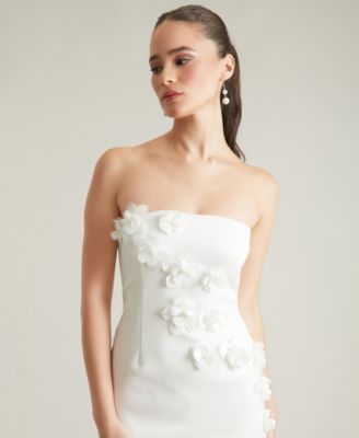 Women's Embellished 3D Floral Appliqu&eacute; Strapless Dress